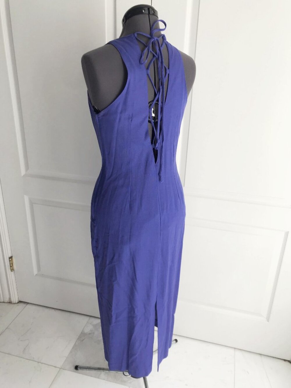 Vintage Jessica Howard Purple Midi with Lace Up Back & Side Zip, Size 8 - Picture 5 of 15